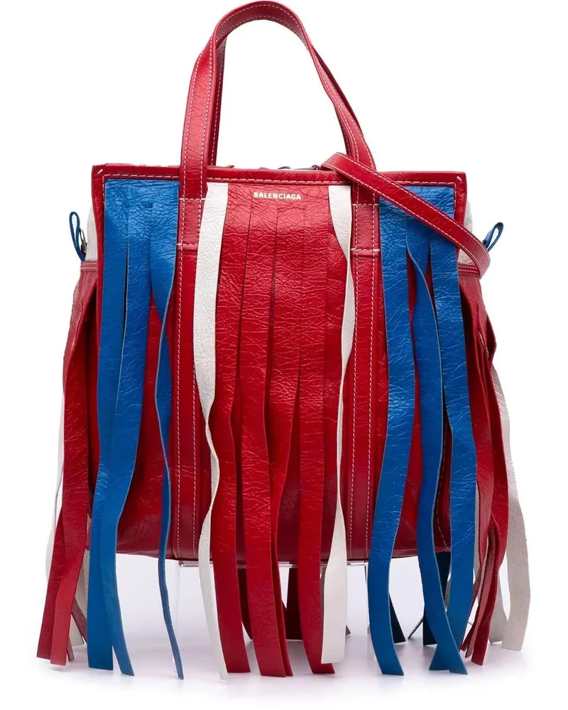 Balenciaga Hobo Bags S Lambskin Fringe Bazar Shopper Satchel rot Rot