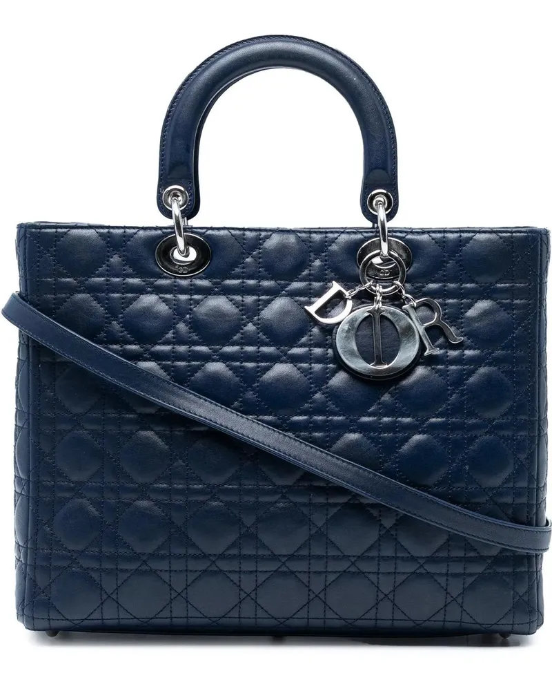 Dior Hobo Bags Large Lambskin Cannage Lady Dior blau Blau