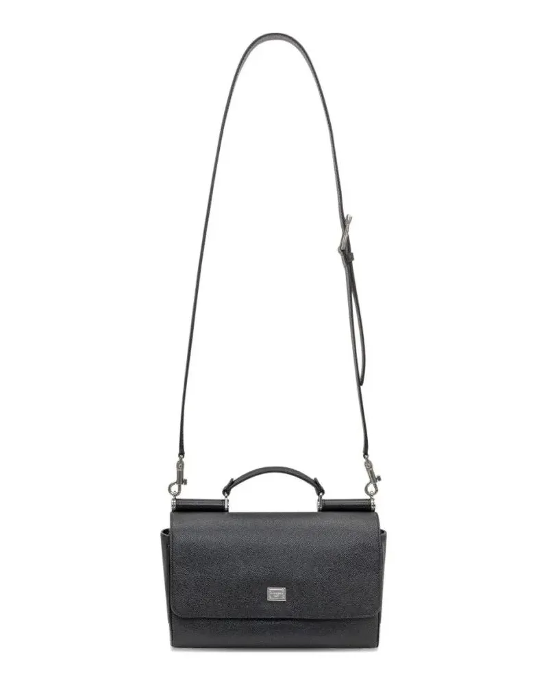 Dolce & Gabbana Hobo Bags Structured Black Bag With Top Handle And Detachabl schwarz Schwarz