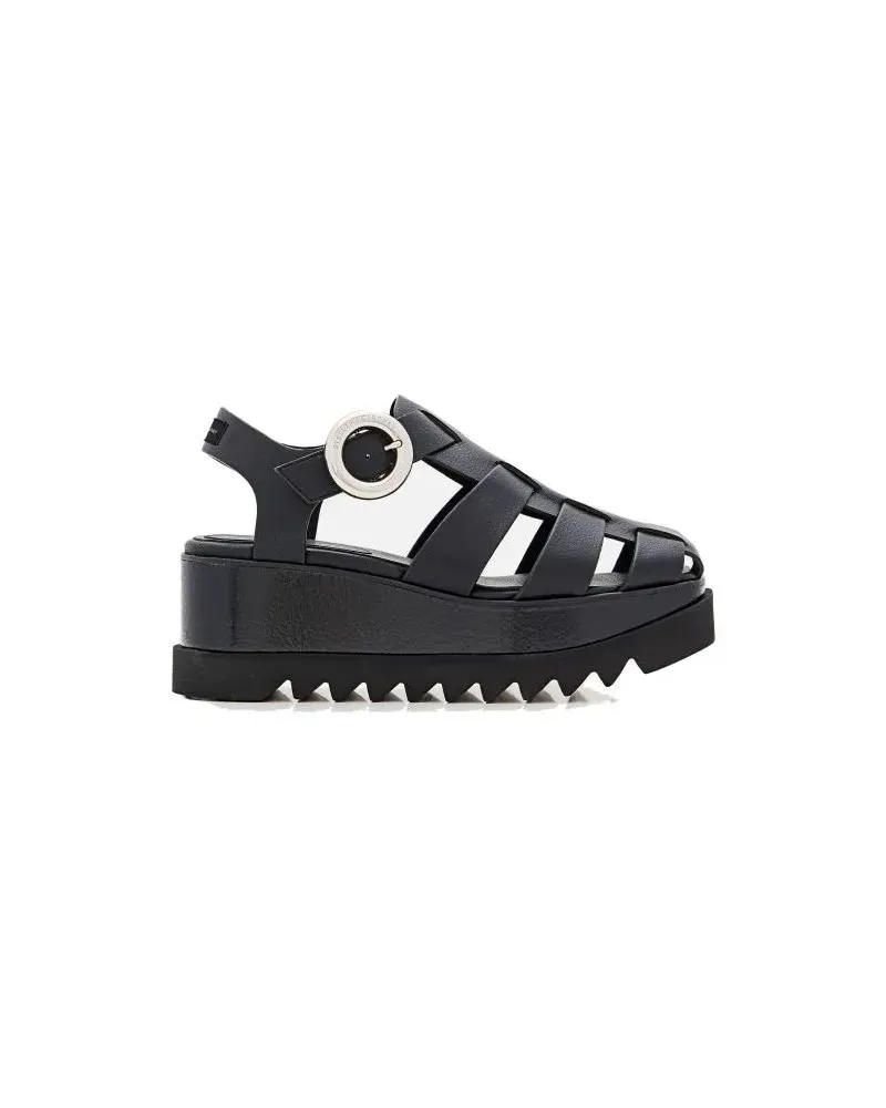 Stella McCartney Sandalen Black Wedge Sandals With Adjustable Ankle Strap schwarz Schwarz
