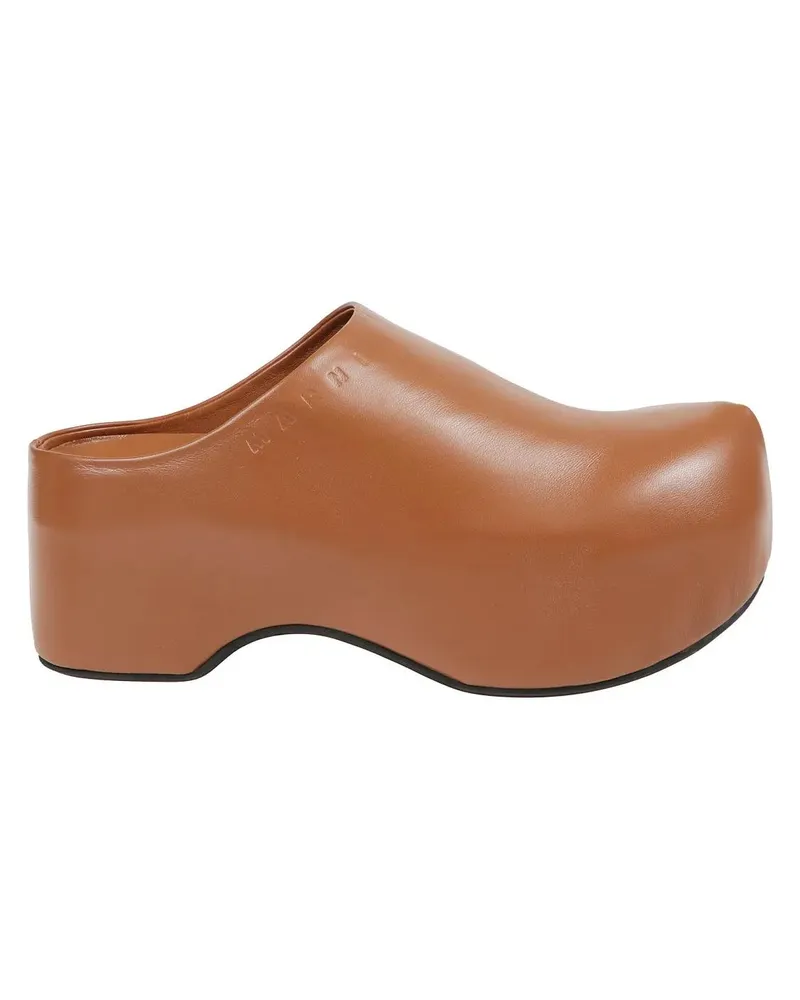 Marni Slipper & Pantoletten Chunky Wooden Platform Mules braun Braun