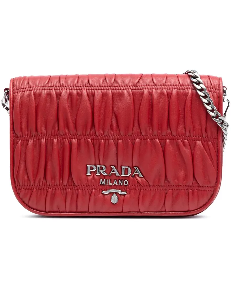 Prada Hobo Bags Nappa Gaufre Chain Flap Bag rot Rot