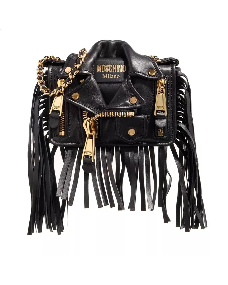 Moschino Crossbody Bags Biker Bag Fringes schwarz Schwarz