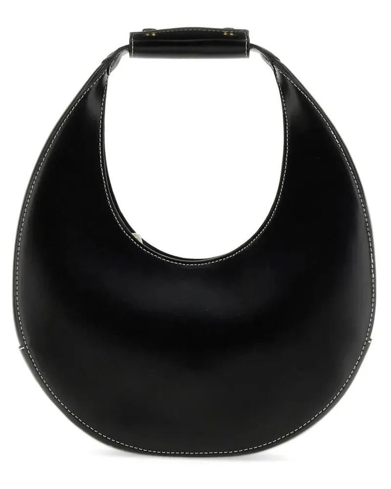 STAUD Crossbody Bags Crescent-Shaped Black Leather Handbag schwarz Schwarz