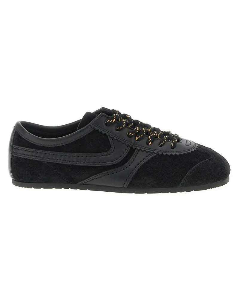 Dries van Noten Low-Top Sneaker Low-Profile Black Suede Sneakers With Leather Acce schwarz Schwarz