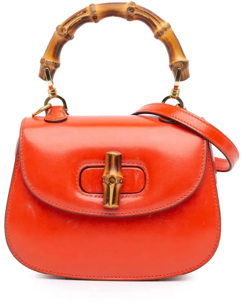 Gucci Crossbody Bags 2016-2024 Mini Calfskin 1947 Bamboo Top Handle Bag orange Orange