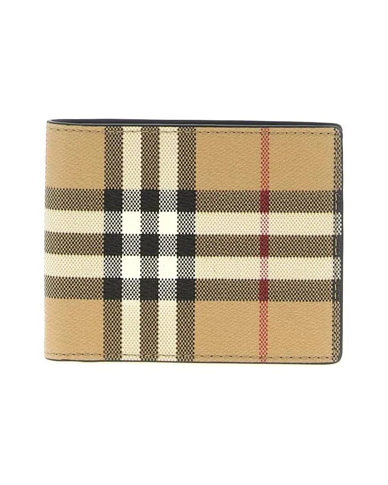 Burberry Portemonnaies Check Pattern Hipfold Wallet With Smooth Leather I beige Beige
