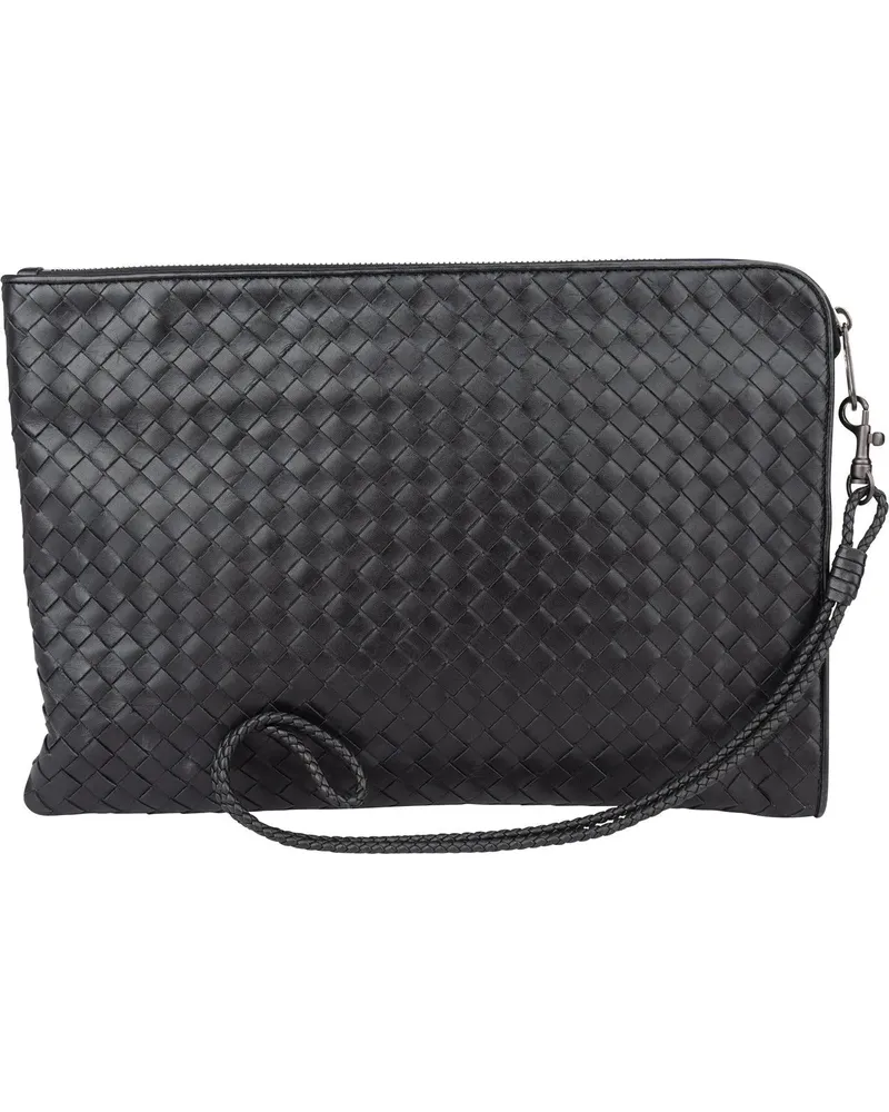 Bottega Veneta Crossbody Bags  Black Intrecciato Leather Clutch schwarz Schwarz