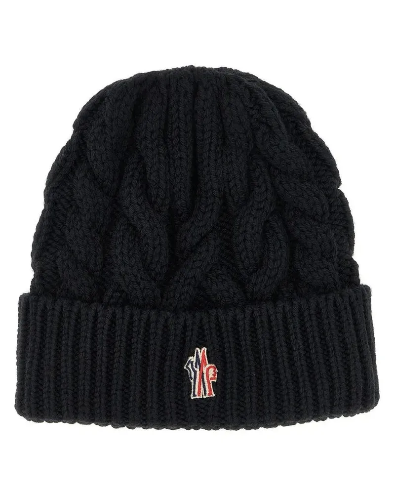 Moncler Caps & Mützen Braided Wool Beanie schwarz Schwarz