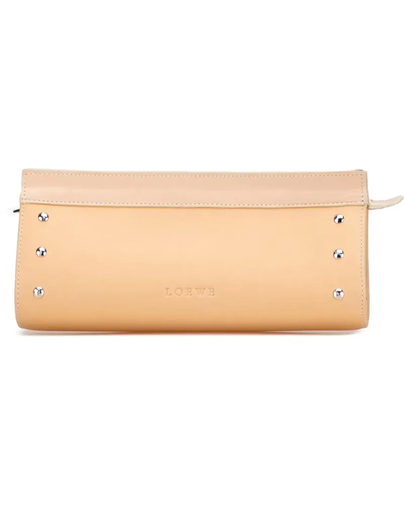 Loewe Clutches Studded Leather Clutch braun Braun