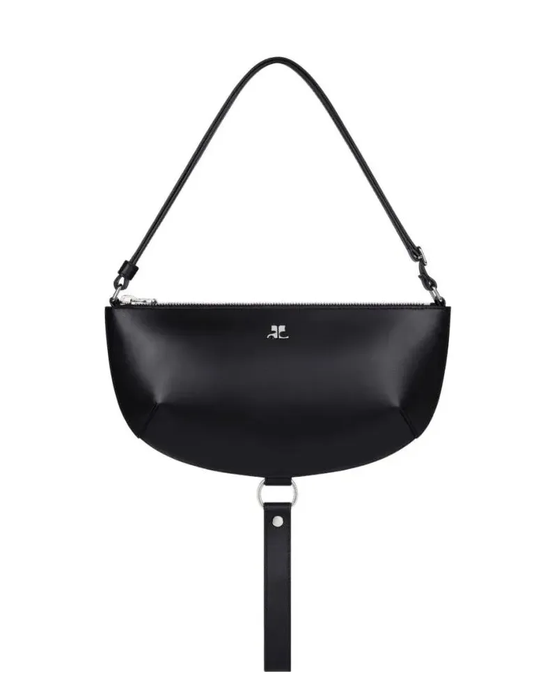 Courrèges Hobo Bags Crescent-Shape Nero Vitello Leather Shoulder Bag schwarz Schwarz