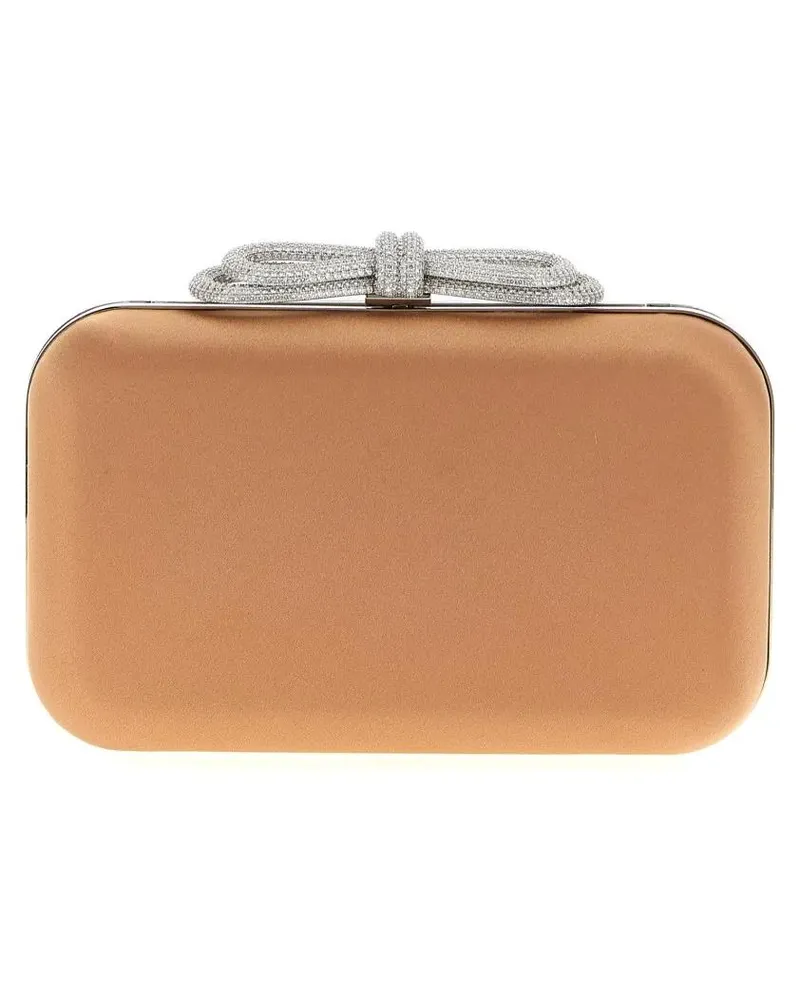 Mach & Mach Clutches Double Bow Satin' Clutch beige Beige