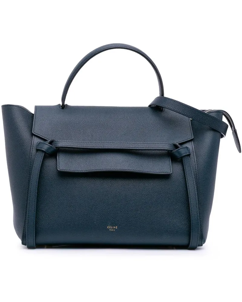 Celine Hobo Bags Mini Grained Calfskin Belt Satchel blau Blau