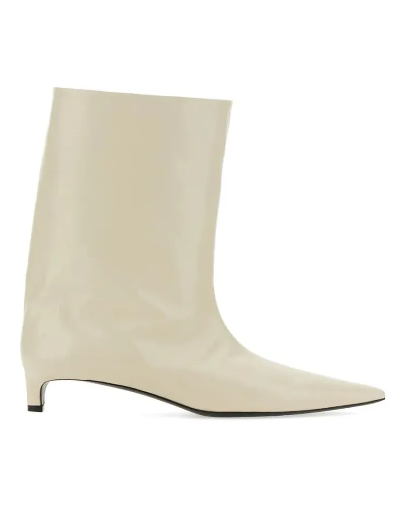 Jil Sander Stiefel Mid-Calf Heeled Boots With Glossy Finish beige Beige