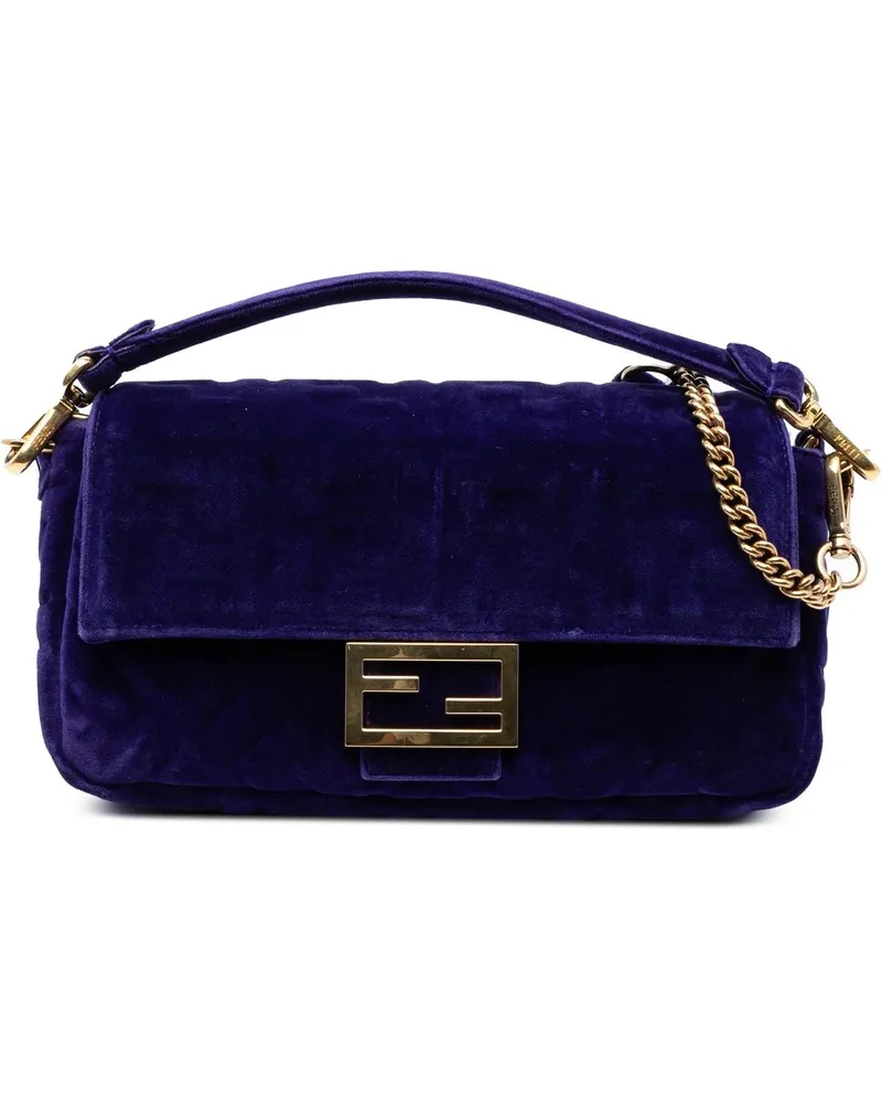 Fendi Hobo Bags Zucca Embossed Velvet Baguette Satchel orange Orange