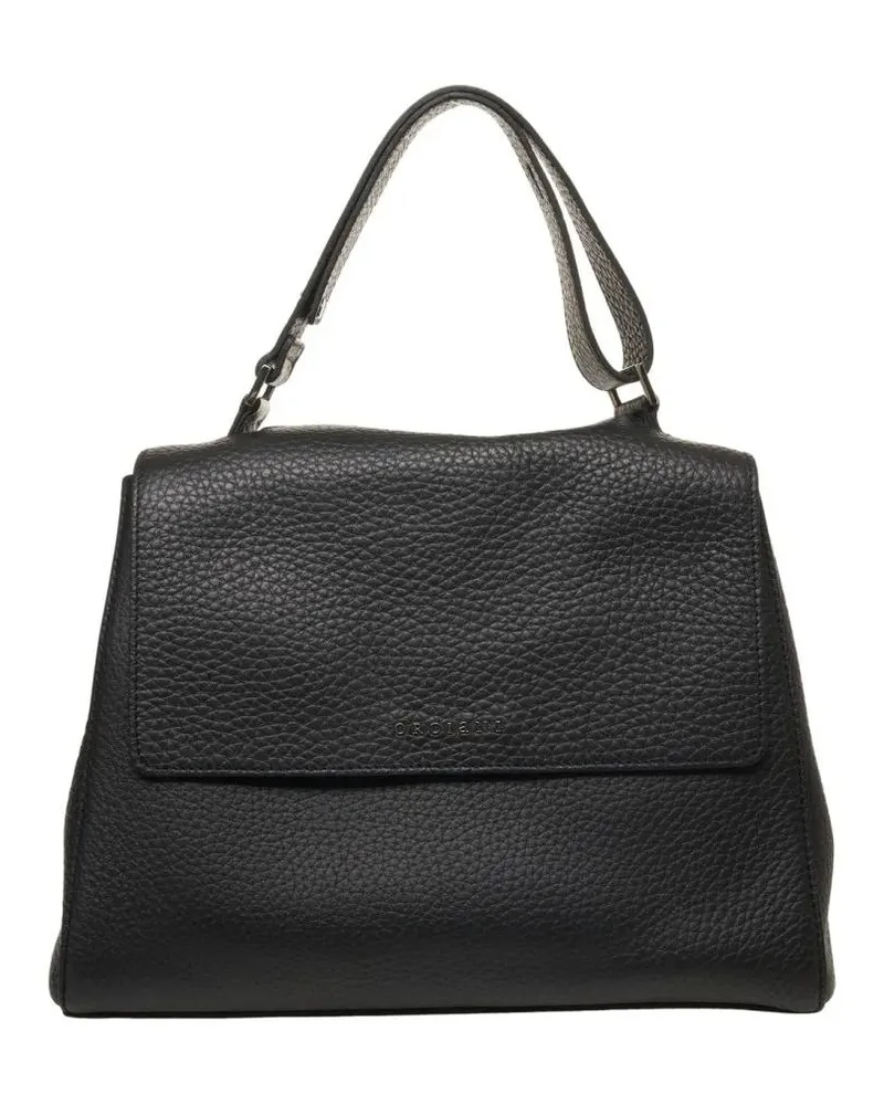 Orciani Crossbody Bags Textured Leather Handbag With Magnetic Flap Closur schwarz Schwarz