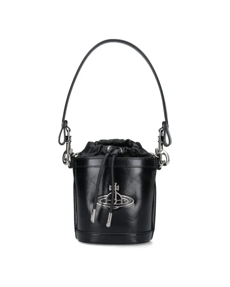 Vivienne Westwood Beuteltaschen Structured Bucket Bag With Drawstring Closure schwarz Schwarz