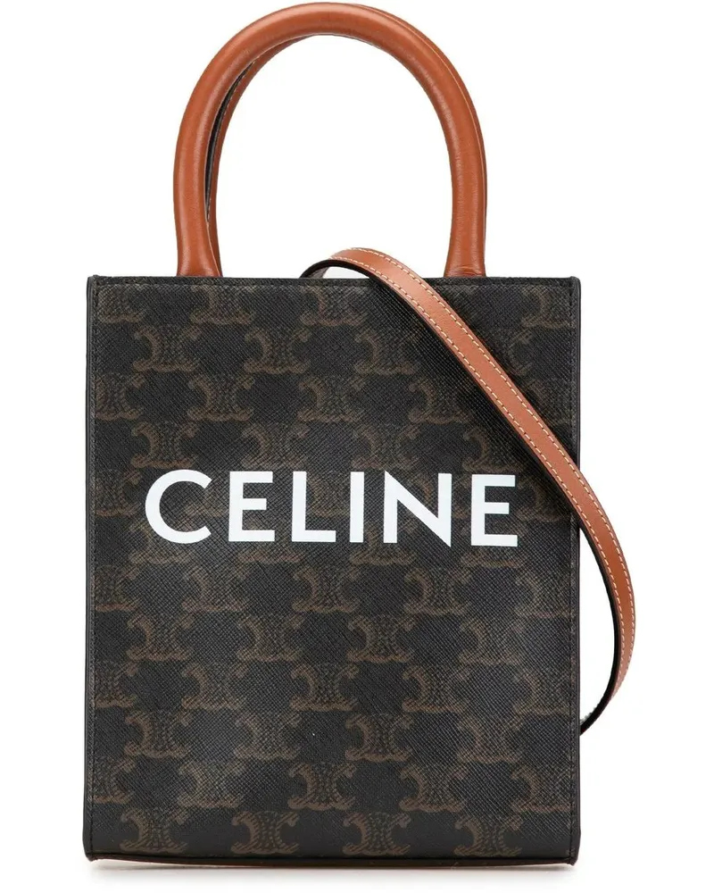 Celine Hobo Bags 2020 Mini Triomphe Coated Canvas Vertical Cabas Sa braun Braun