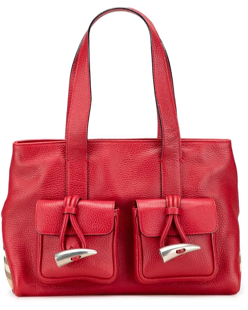 Burberry Shopper House Check Trimmed Grainy Calfskin Horn Toggle To rot Rot