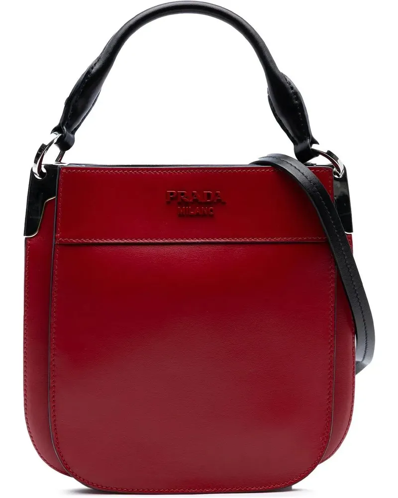 Prada Hobo Bags Small City Calf Margit Satchel rot Rot