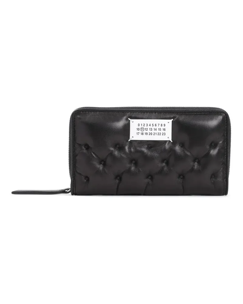 Maison Margiela Portemonnaies Black Lamb Leather Wallet Zip Around Continental Schwarz