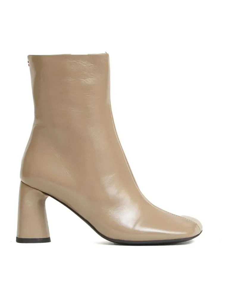 HALMANERA Stiefel Smooth Leather Ankle Boots With Cylindrical Block beige Beige