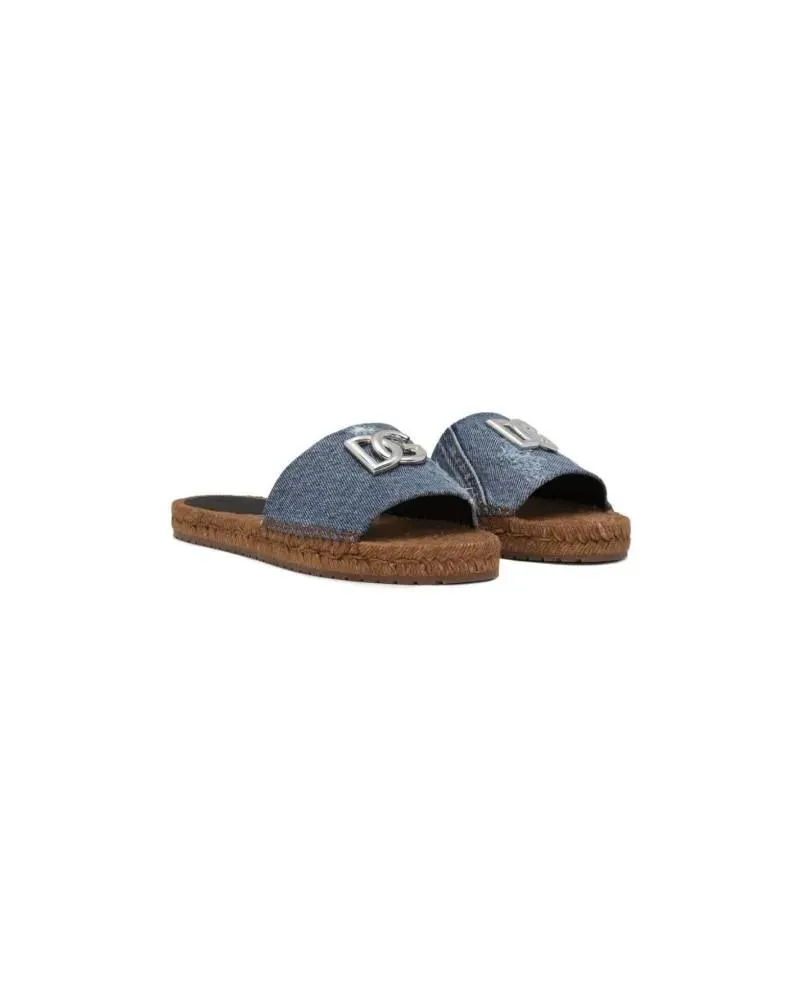 Dolce & Gabbana Slipper & Pantoletten Dames Flower Power Blauw blau Blau