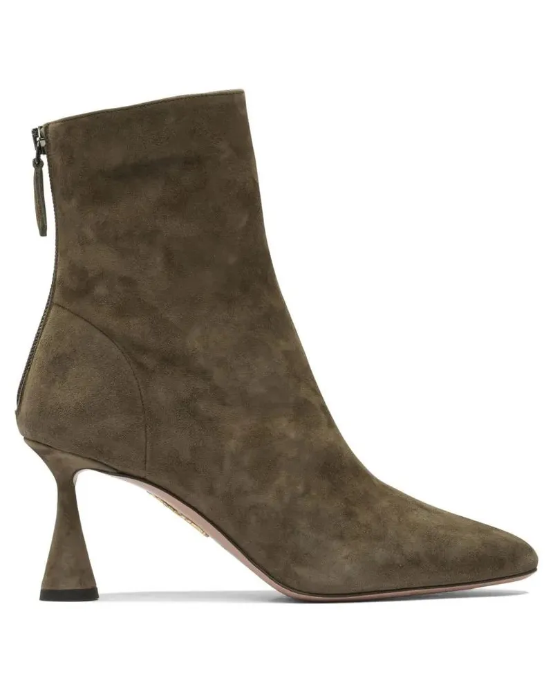 Aquazzura Stiefel Pointed Toe Green Suede Ankle Boots braun Braun