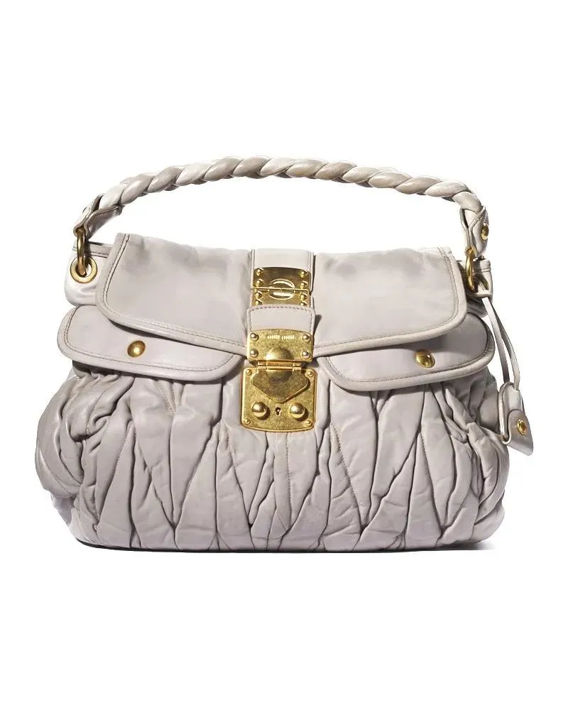 Miu Miu Crossbody Bags Large Embossed Dove Grey Coffer grau Grau