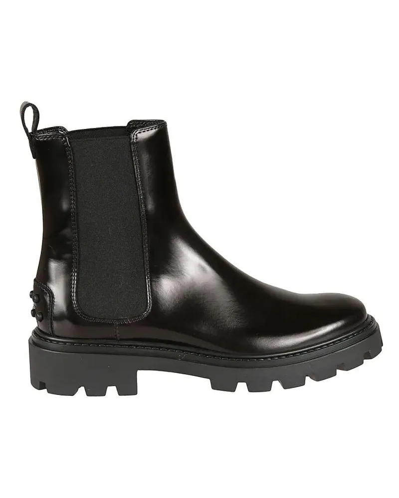 TOD'S Stiefel Polished Leather Ankle Boots schwarz Schwarz