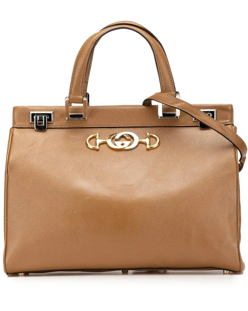 Gucci Hobo Bags 2000-2015 Medium Leather Zumi Top Handle Bag braun Braun