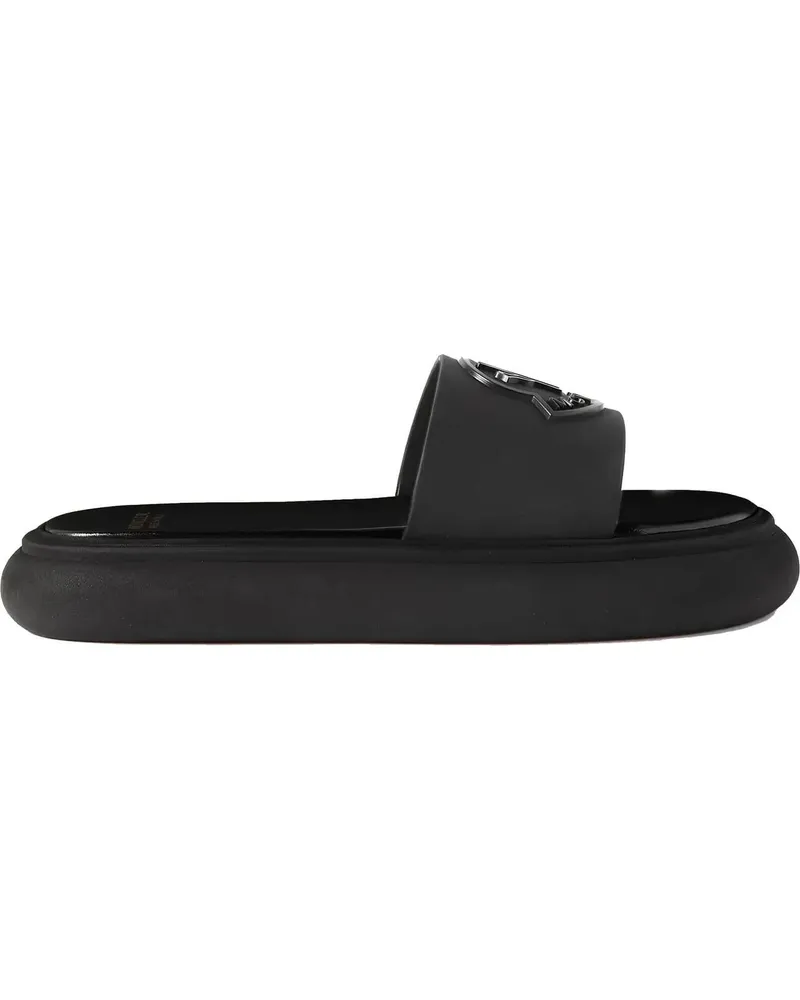 Moncler Sandalen Cushioned Black Logo Slides With Relief Detail schwarz Schwarz