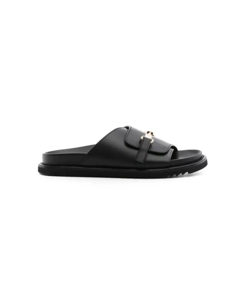 Doucal´s Sandalen Logo-Buckle Leather Slides schwarz Schwarz