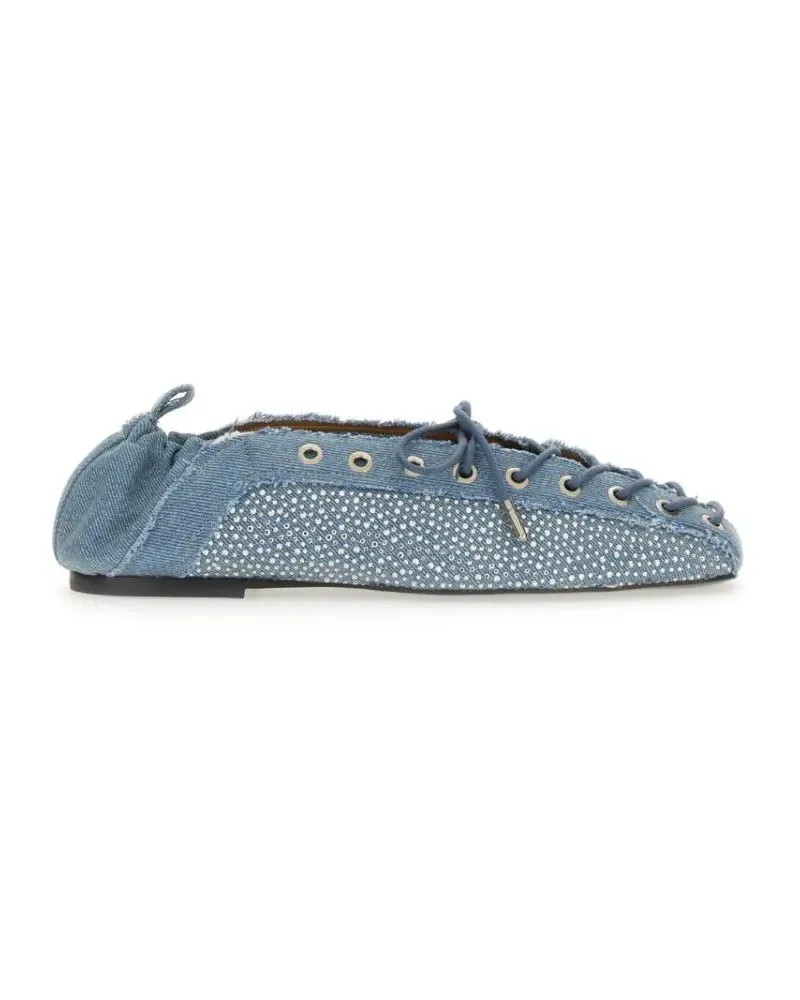 Ganni Lace-Up Ballerina blau Blau