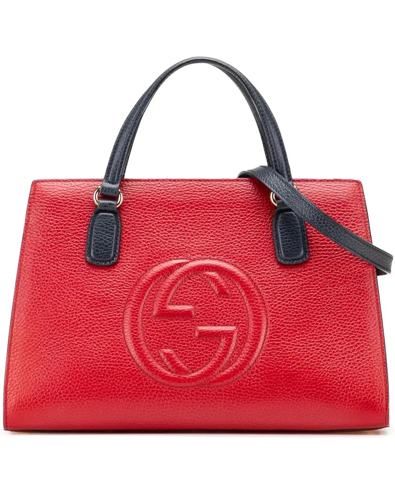 Gucci Hobo Bags Medium Tricolor Pebbled Calfskin Soho Convertible rot Rot