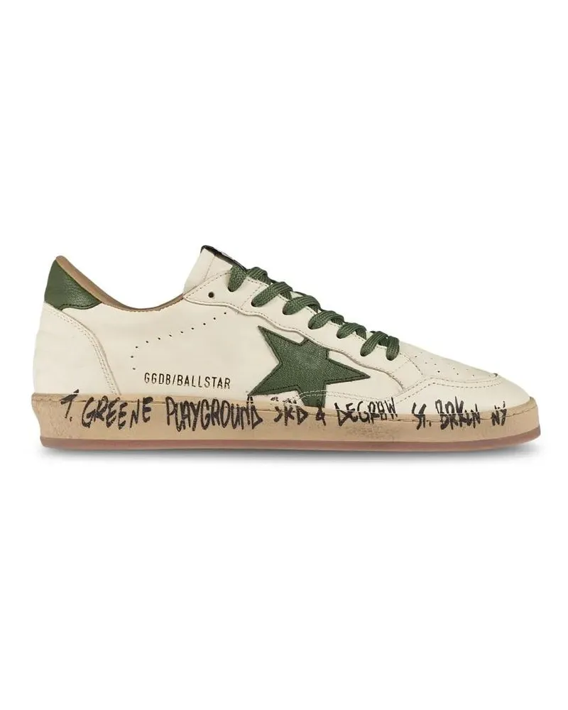 Golden Goose Low-Top Sneaker Heren Ball Star Sneaker Wit/Groen weiß Weiß