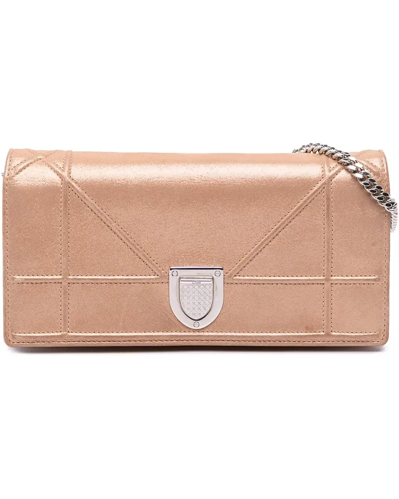 Dior Hobo Bags Metallic Grained Calfskin Diorama Wallet on Chain goldfarben Gold