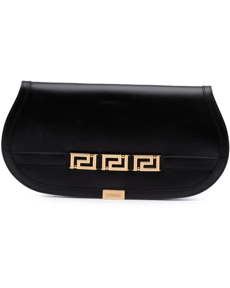 Versace Clutches Leather Greca Goddess Clutch schwarz Schwarz