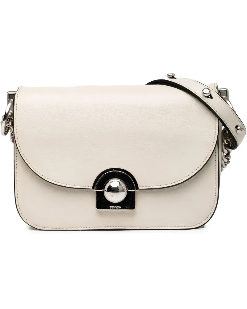 Prada Hobo Bags Glace Calf Arcade Crossbody weiß Weiß