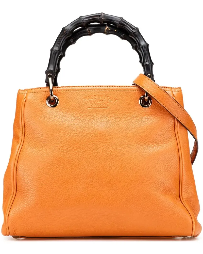 Gucci Hobo Bags Small Calfskin Bamboo Shopper Satchel orange Orange