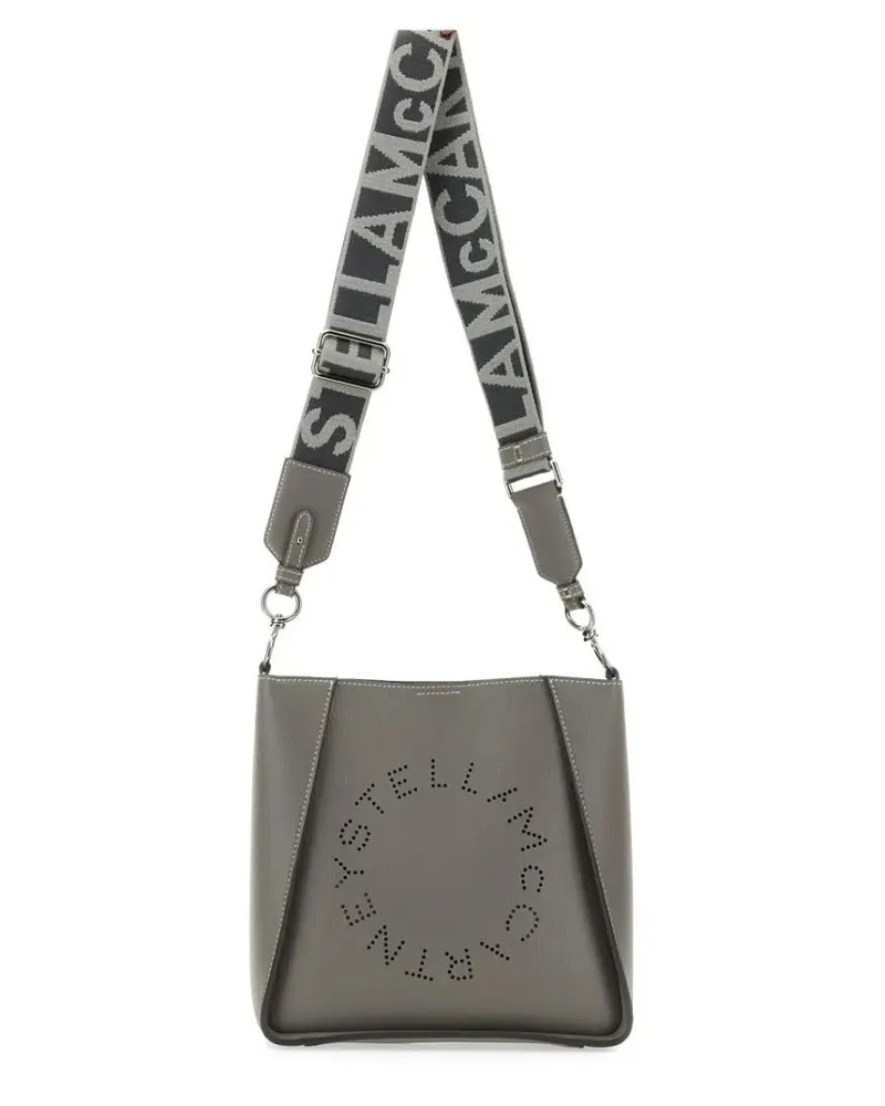Stella McCartney Hobo Bags Structured Polyamide Shoulder Bag With Logo Design grau Grau
