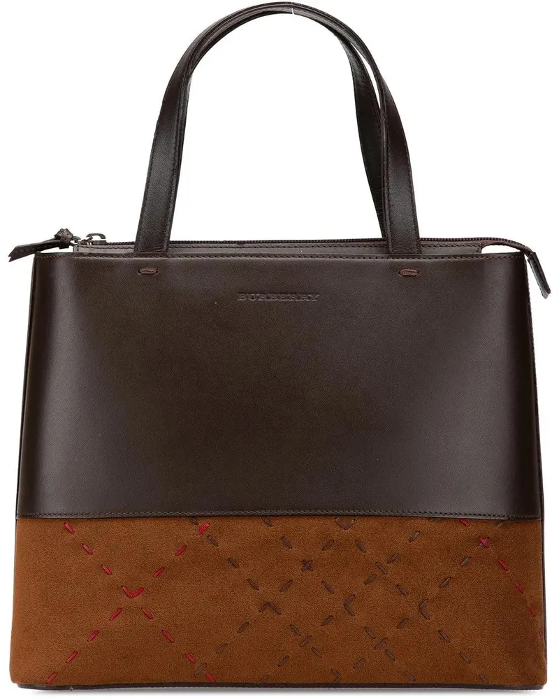 Burberry Shopper Leather and Suede Stitch Tote braun Braun