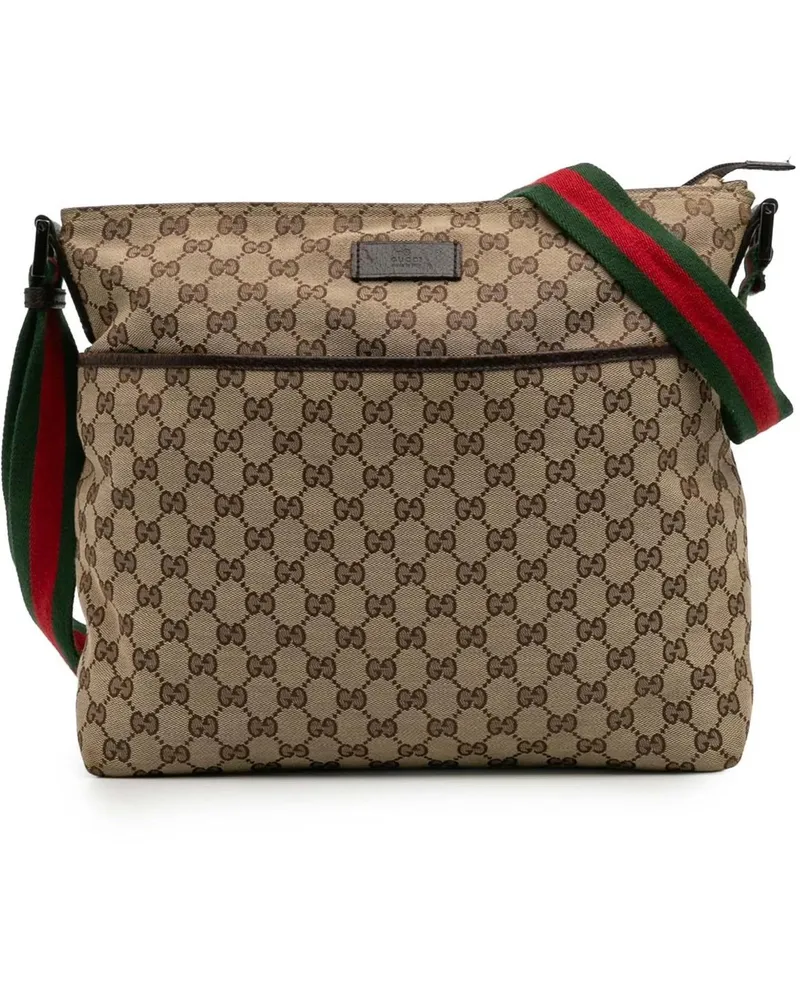 Gucci Hobo Bags GG Canvas Web Crossbody braun Braun