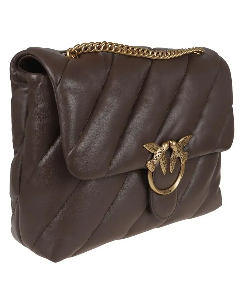 Pinko Hobo Bags Quilted Shoulder Bag With Gold-Tone Logo Plaque braun Braun
