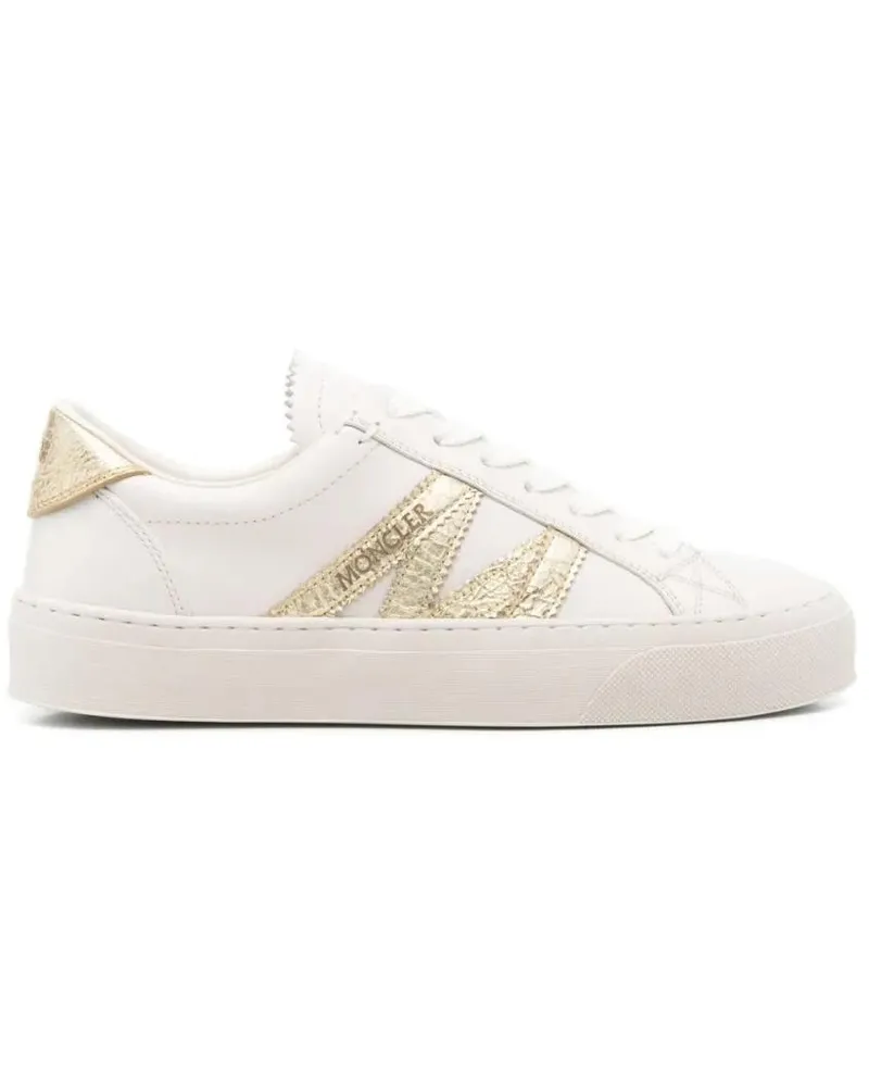 Moncler Low-Top Sneaker Low-Top White Sneakers With Metallic Stripes And T weiß Weiß