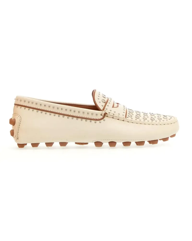 TOD'S White Leather Moccasin With Studs weiß Weiß