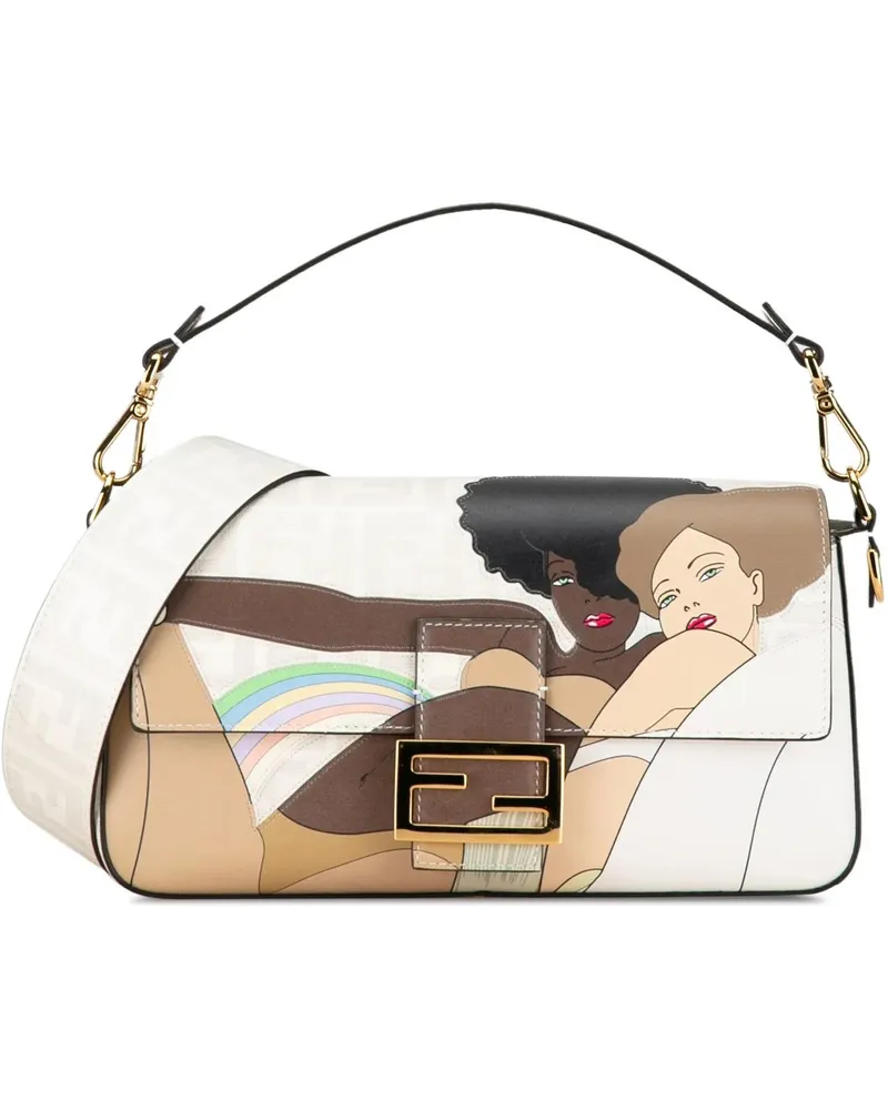 Fendi Hobo Bags 2010-2023 Zucca Graphic Print Coated Canvas Bikini weiß Weiß