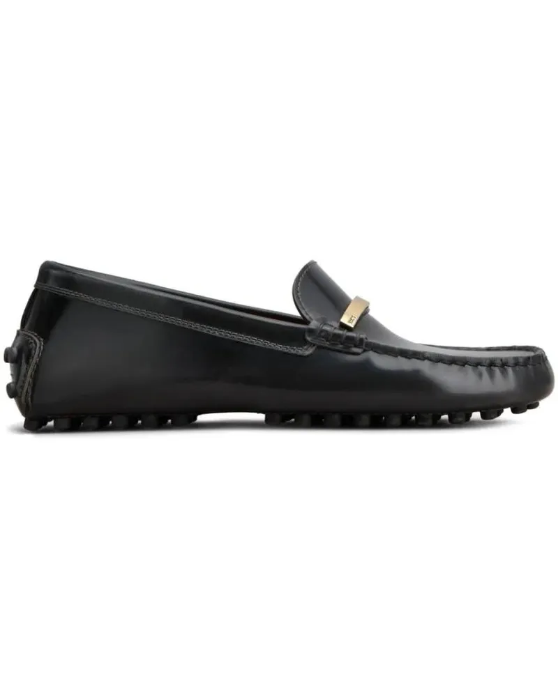 TOD'S Polished Black Leather Loafers schwarz Schwarz