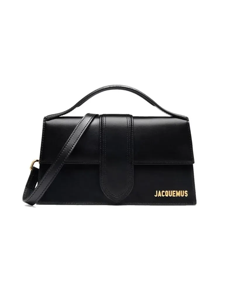 Jacquemus Hobo Bags Le Grand Bambino Leather Bag - Gold Logo schwarz Schwarz
