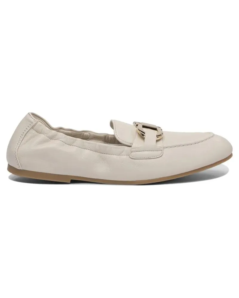 Ferragamo Refined White Leather Loafers weiß Weiß
